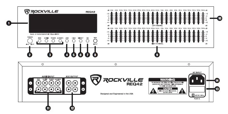 ROCKVILLE REQ42 Dual 21 Band Graphic Equalizer fig1