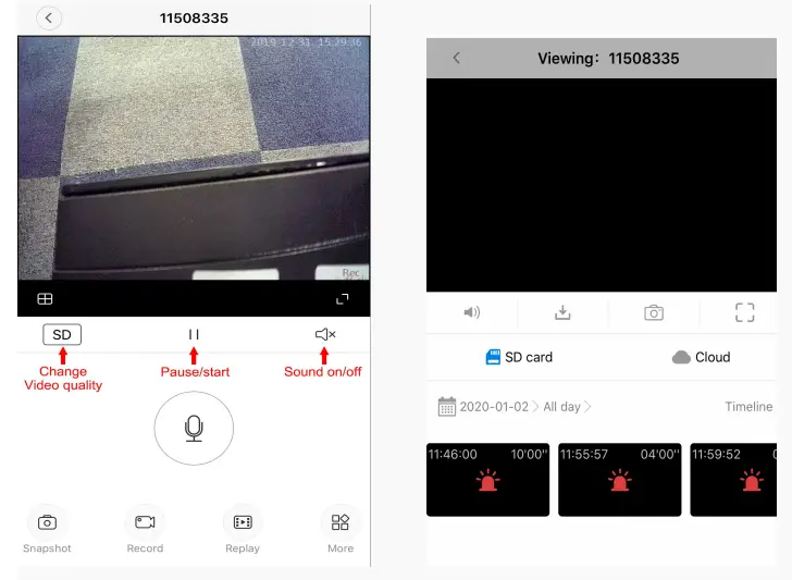 V380 Direction of WiFi Remote Wireless Camera - monitoring interface