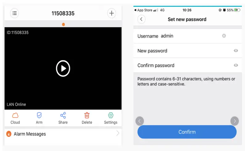 V380 Direction of WiFi Remote Wireless Camera - password