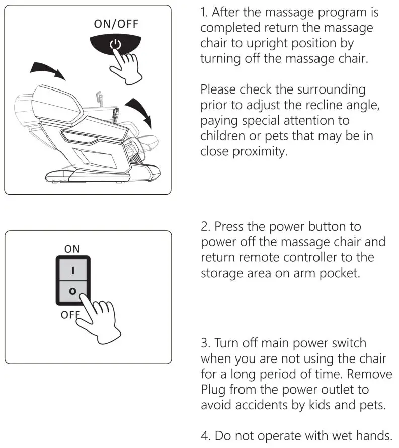 KAHUNA CHAIR EM 8500 Massage Chair Instruction Manual - After use