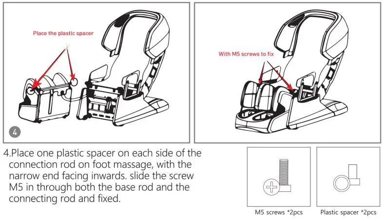 KAHUNA CHAIR EM 8500 Massage Chair Instruction Manual - Installation of the Footrest