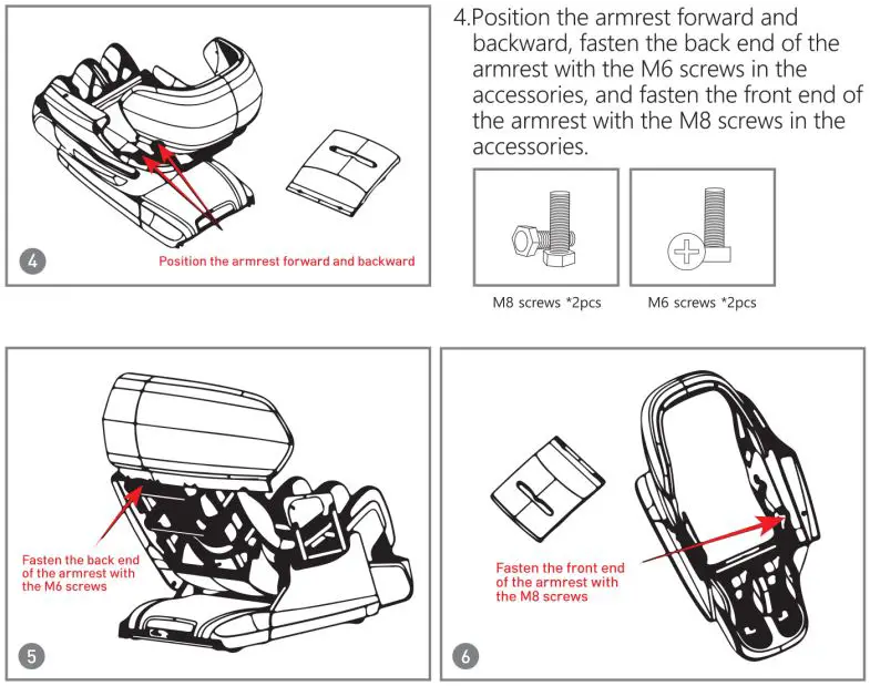 KAHUNA CHAIR EM 8500 Massage Chair Instruction Manual - Installation of the side panels
