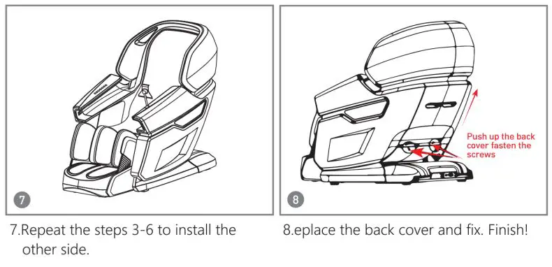 KAHUNA CHAIR EM 8500 Massage Chair Instruction Manual - Installation of the side panels