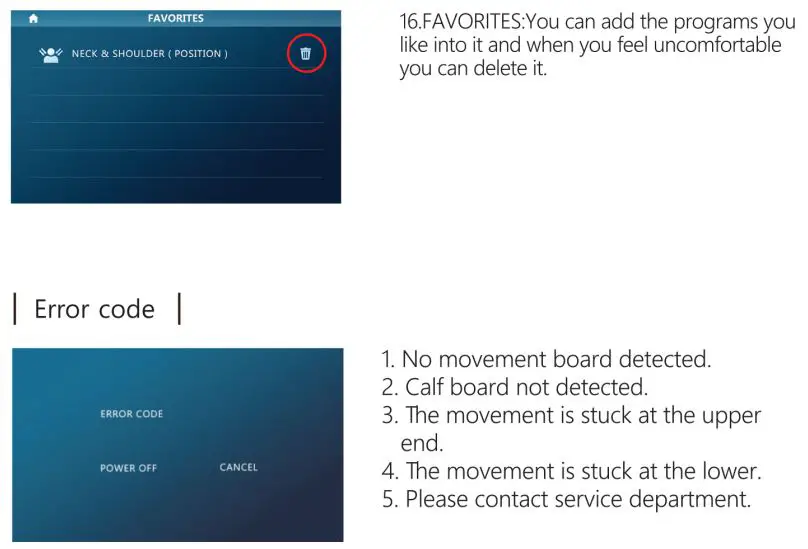 KAHUNA CHAIR EM 8500 Massage Chair Instruction Manual - Manual Control
