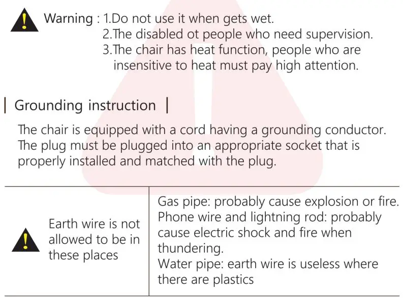 KAHUNA CHAIR EM 8500 Massage Chair Instruction Manual - Safety Instruction