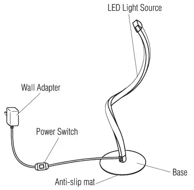 ATMOSPHERES Spira LED Lamp - CRESCENT LAMP DIAGRAM