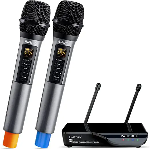 BIETRUN-WXM08-UHF-Portable-Dual-Wireless-Karaoke-Microphone-with-Echo-Bass-Treble-product