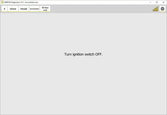 ABRITES Diagnostics for Honda Online - Turn IGN OFF