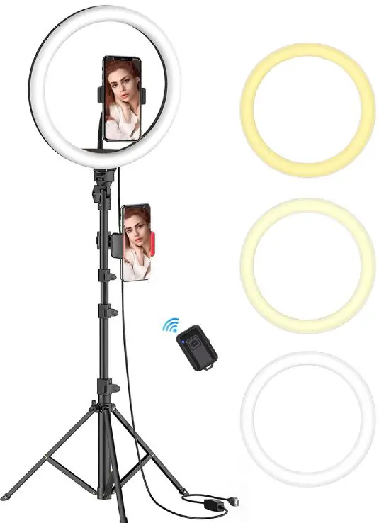 LINKCOOL Ring Light with Stand and Phone Holder 10 inch & 3 Phone Holders-prod