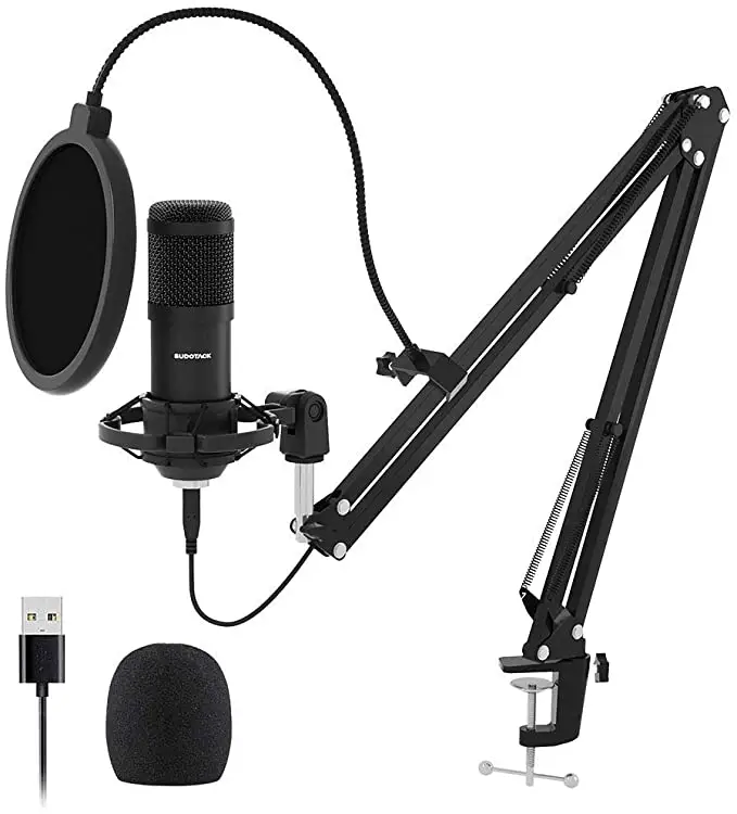 SUDOTACK-Professional-192KHZ-24Bit-Studio-Cardioid-Condenser-Mic Kit-with-Sound-Card