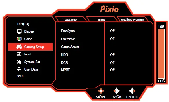 pixio PX243 23.8in FHD VA 165Hz Gaming Monitor 10