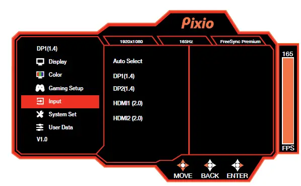 pixio PX243 23.8in FHD VA 165Hz Gaming Monitor 11