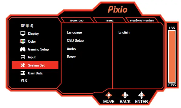 pixio PX243 23.8in FHD VA 165Hz Gaming Monitor 12