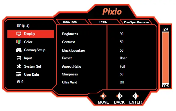 pixio PX243 23.8in FHD VA 165Hz Gaming Monitor 7