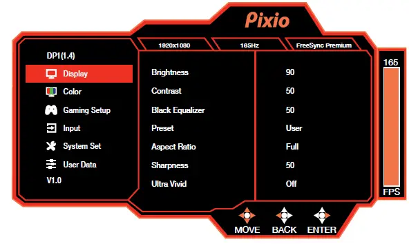pixio PX243 23.8in FHD VA 165Hz Gaming Monitor 8