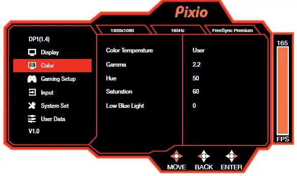 pixio PX243 23.8in FHD VA 165Hz Gaming Monitor 9