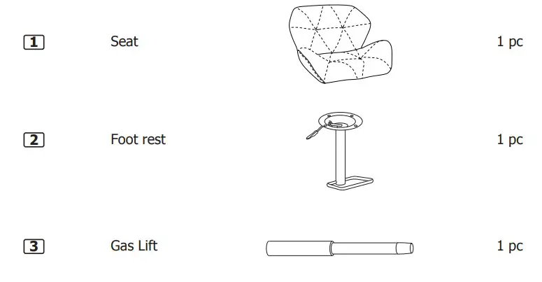 BRONX Antique Faux Leather Barstool COMPONENT CHECKLIST