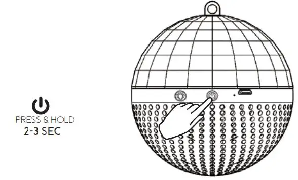 VIVITAR SP-ES62-DB Wireless Speaker User Manual - Press and hold the Power button for 2-3 seconds to turn the speaker On