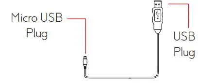 VIVITAR SP-ES62-DB Wireless Speaker User Manual - The included USB charging cable has a Micro USB plug