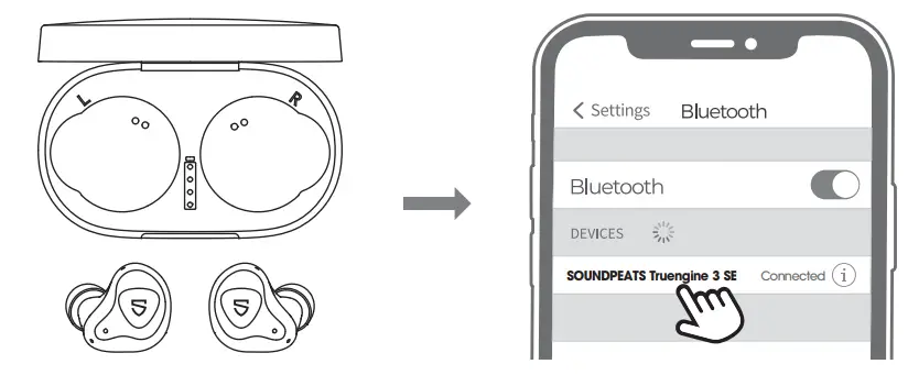 SOUNDPEATS Truengine 3 SE True Wireless Earbuds - Pairing