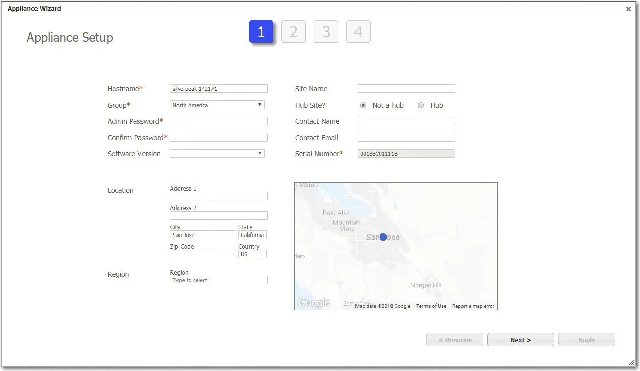 aruba EC US edge connect platform silver peak - Complete the Appliance Manager Configuration Wizard