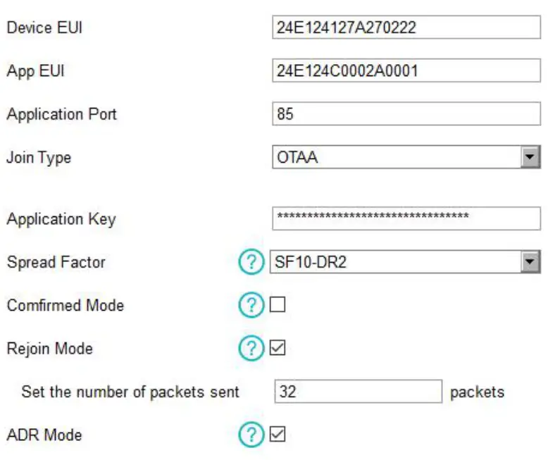 EM300-TH Temperature and Humidity Sensor Milesight - Basic LoRaWAN Settings