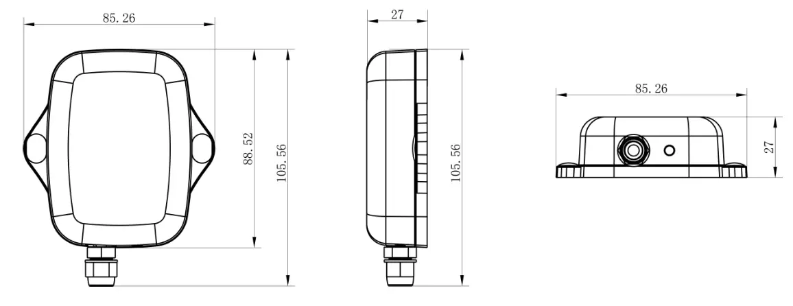 EM300-TH Temperature and Humidity Sensor Milesight - Dimensions