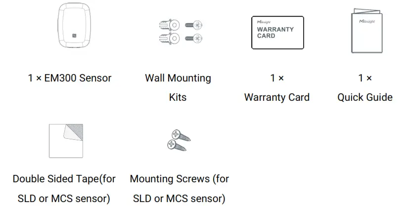 EM300-TH Temperature and Humidity Sensor Milesight - Packing List