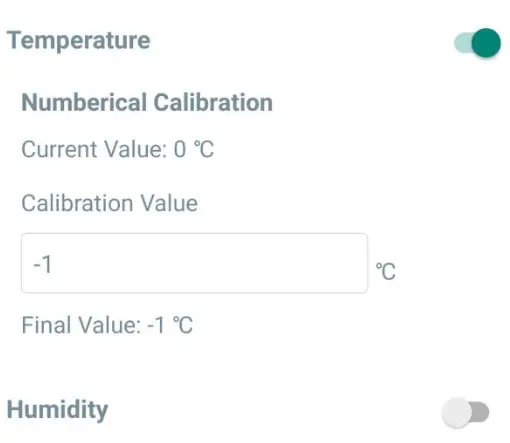 EM300-TH Temperature and Humidity Sensor Milesight - calibration value