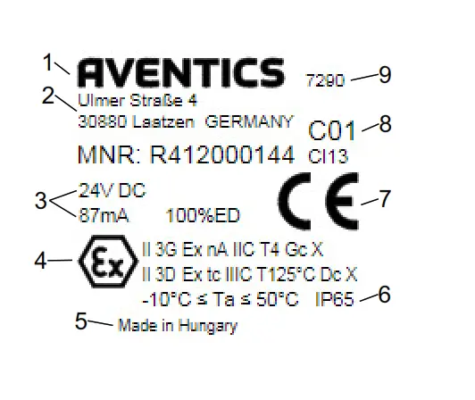 EMERSON CO1 Aventics Solenoid Coil with Electrical Connector - FIg