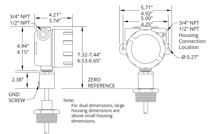 APG MPI-E MPI Magnetostrictive Level Sensors - MPI-E Housing Dimensions