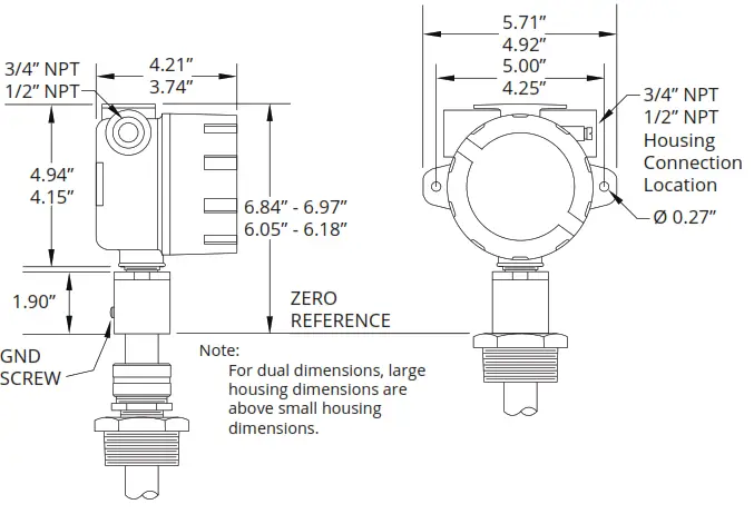 APG MPI-E MPI Magnetostrictive Level Sensors - MPI-R Housing Dimensions