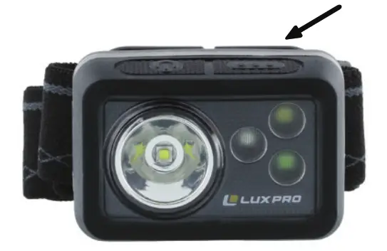 LUXPRO TRICOLOR735 Waterproof LED Headlamp - switch