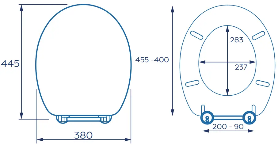Croydex WL601722H Constance Toilet Seat - Dimensions