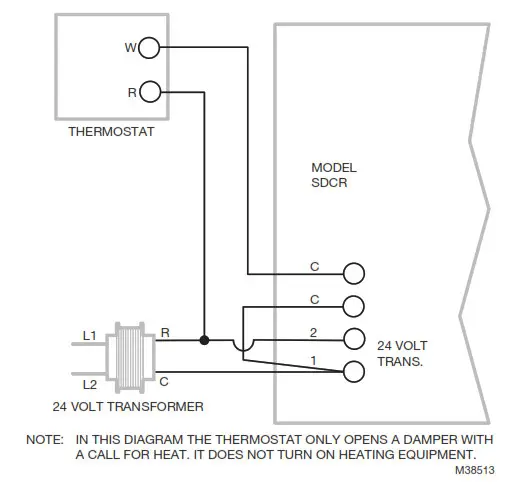 resideo SDCR Secondary Damper Control Relay - Thermostat opens damper with a call for heat