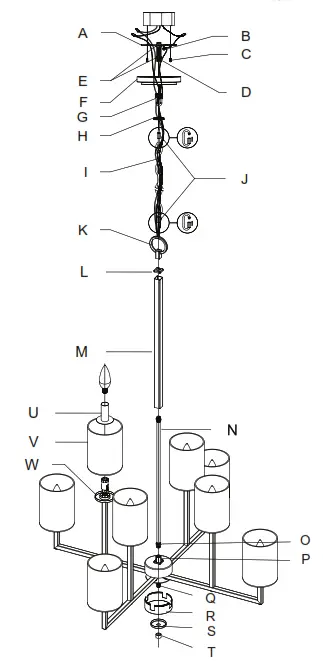 Hunter 19532 Kerrison 8 Light Chandelier