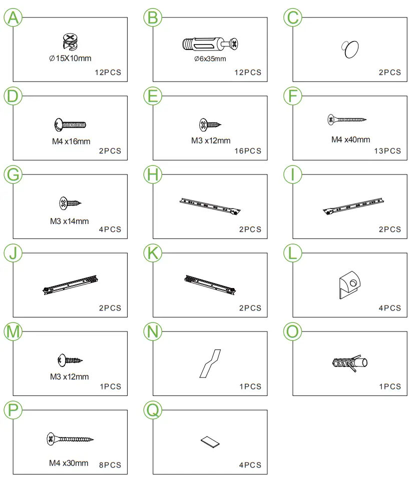 Clihome CL-CT4747BK Beside Table 2-Drawer with Open Shelves Nightstand - fig 2