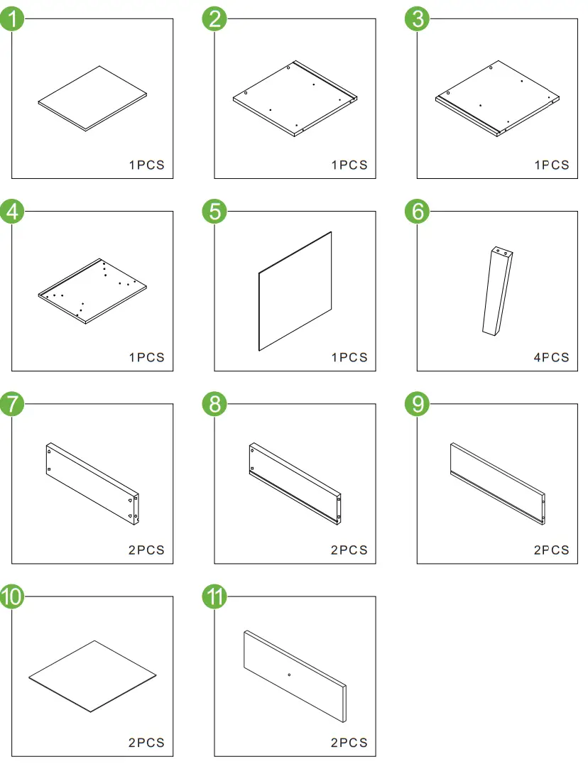 Clihome CL-CT4747BK Beside Table 2-Drawer with Open Shelves Nightstand - fig 3