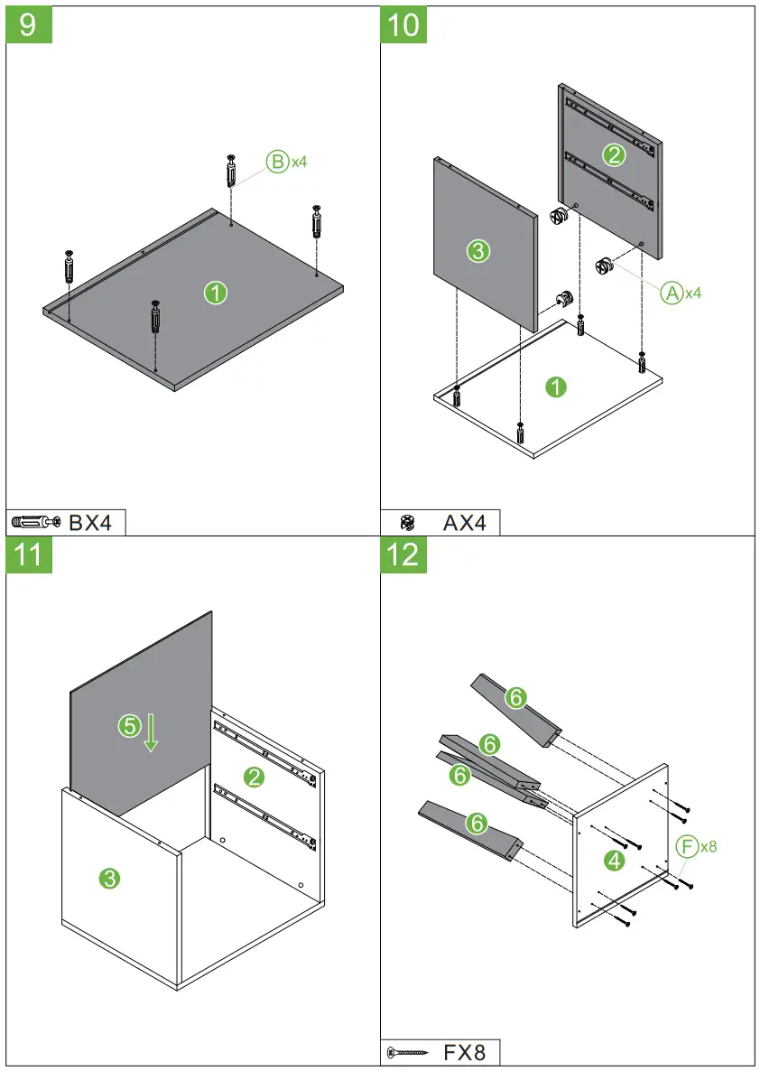 Clihome CL-CT4747BK Beside Table 2-Drawer with Open Shelves Nightstand - fig 7