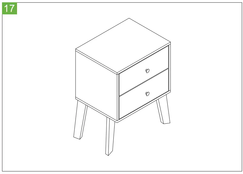 Clihome CL-CT4747BK Beside Table 2-Drawer with Open Shelves Nightstand - fig 9