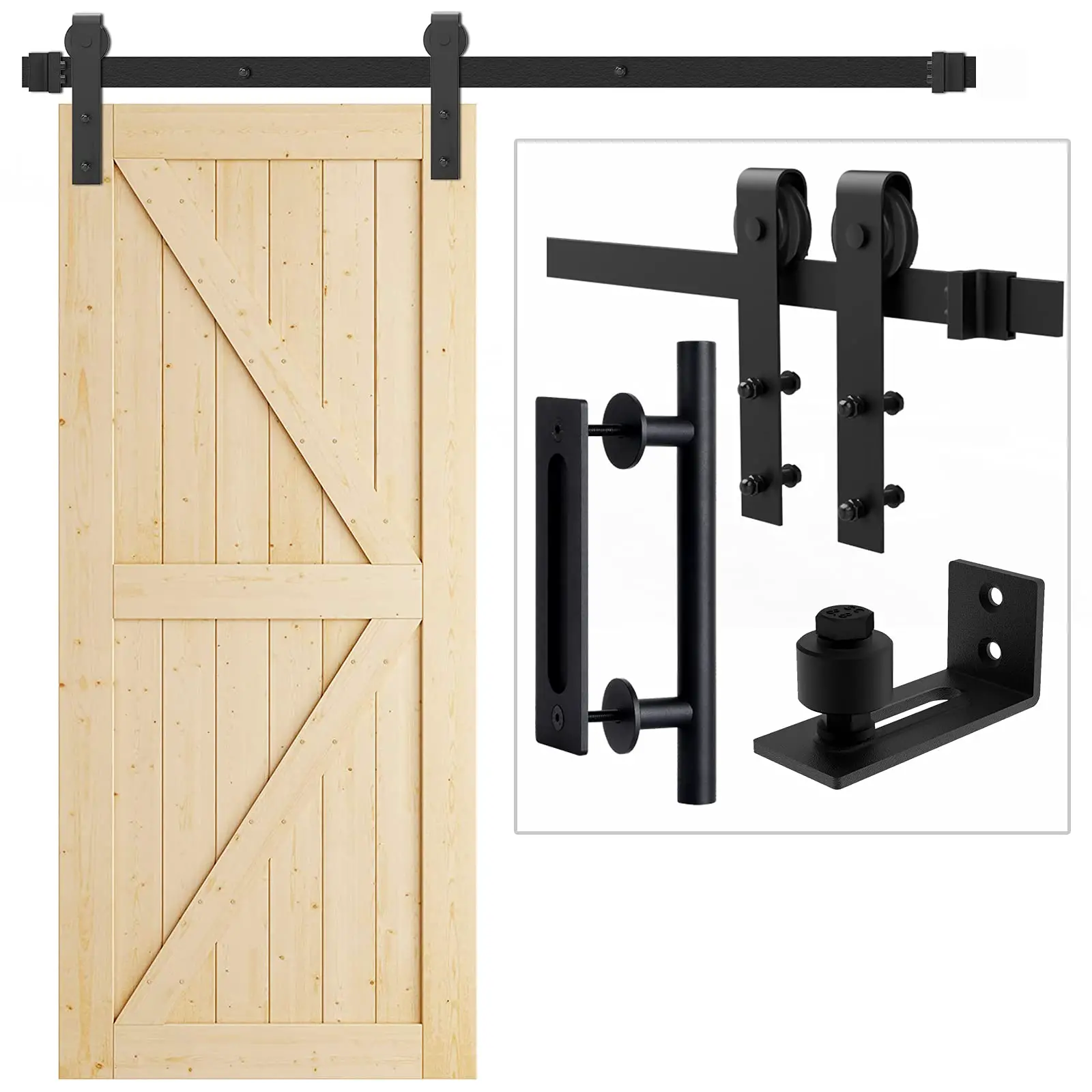 Cashlay-MVSJBMF-8-ft.-96-in.-I-shaped-Sliding-Double-Barn-Door-Hardware-Kit-product