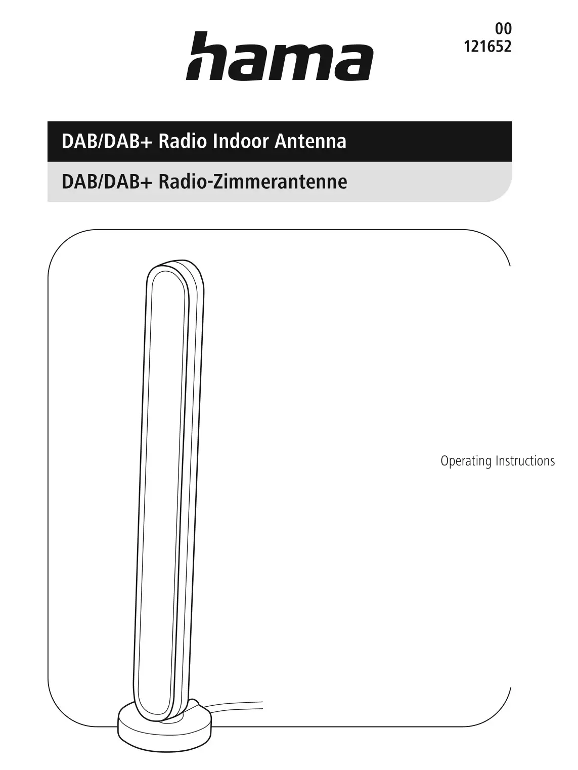 hama 00 121652 DAB-DAB Plus Radio Indoor Antenna Instruction Manual