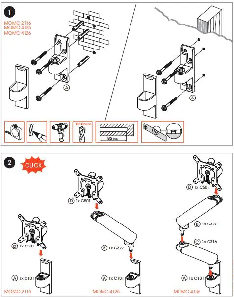 Vogel s MOMO 4126 Monitor Arm Motion Plus for Wall Mounting-FIG3