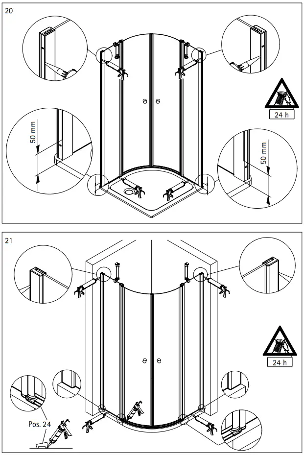 SCHULTE Runddusche Garant 2.0 90 X 90 Cm Profile Color Chrome Clear Glass - ASSEMBLY 10