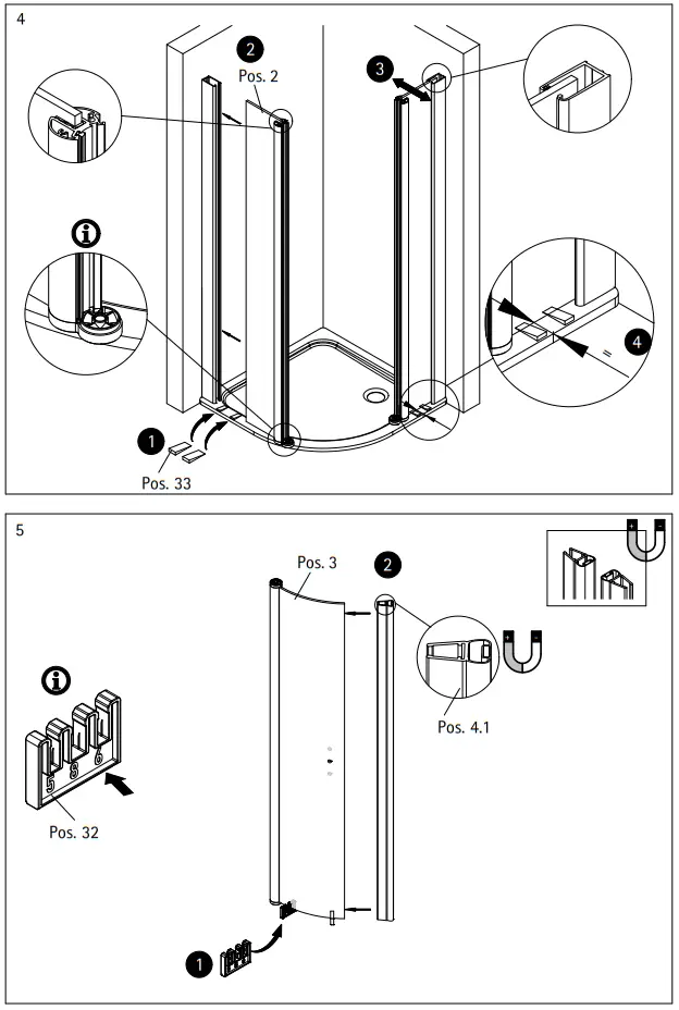 SCHULTE Runddusche Garant 2.0 90 X 90 Cm Profile Color Chrome Clear Glass - ASSEMBLY 3