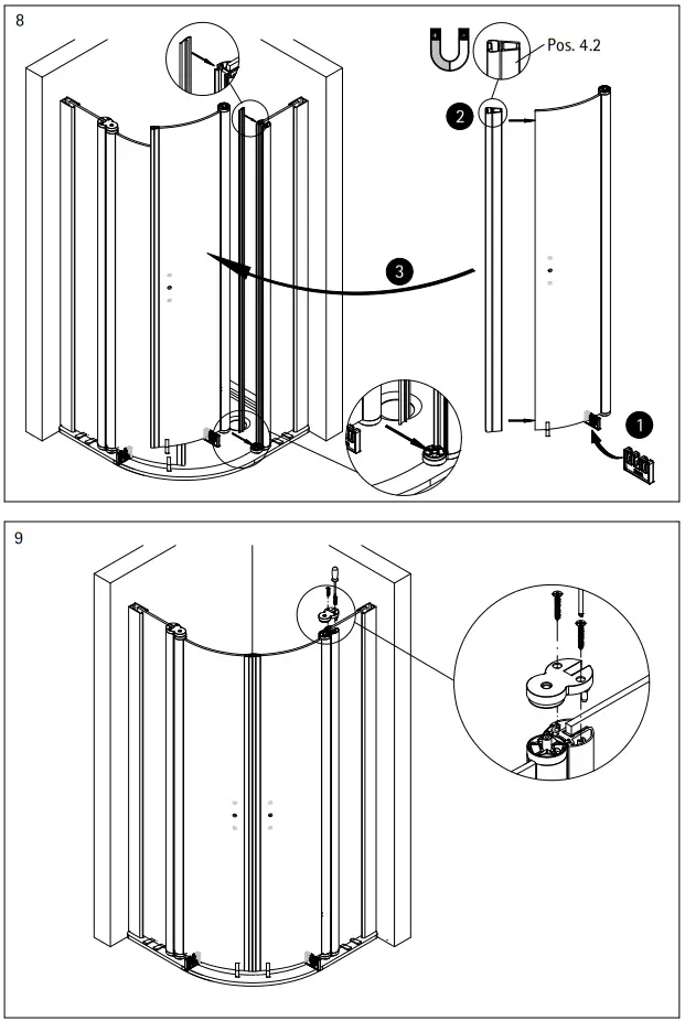 SCHULTE Runddusche Garant 2.0 90 X 90 Cm Profile Color Chrome Clear Glass - ASSEMBLY 5