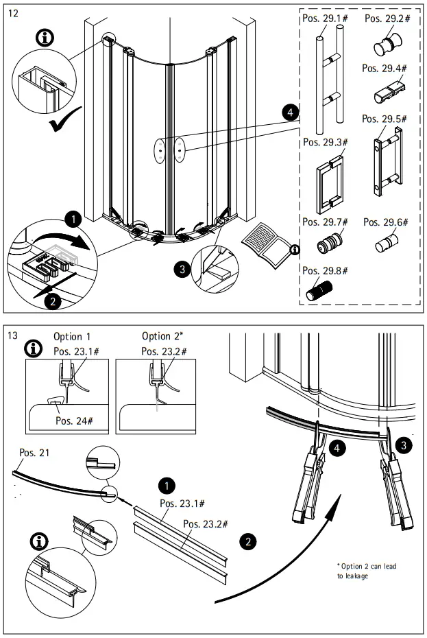 SCHULTE Runddusche Garant 2.0 90 X 90 Cm Profile Color Chrome Clear Glass - ASSEMBLY 7