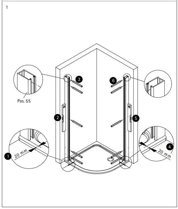 SCHULTE Runddusche Garant 2.0 90 X 90 Cm Profile Color Chrome Clear Glass - ASSEMBLY