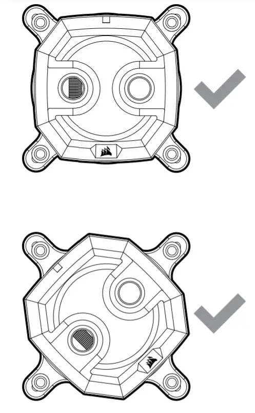 CORSAIR XC7 RGB Pro Socket 1200 1700 AM4 RGB CPU Water Block-BRACKET ORIENTATION