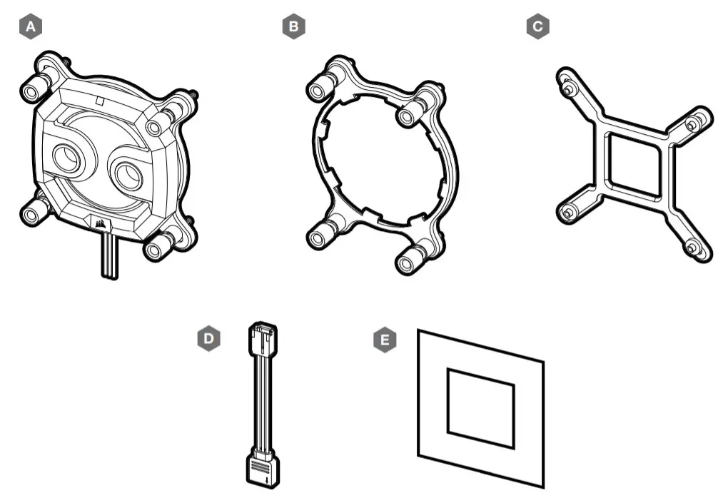 CORSAIR XC7 RGB Pro Socket 1200 1700 AM4 RGB CPU Water Block-PACKAGE CONTENTS